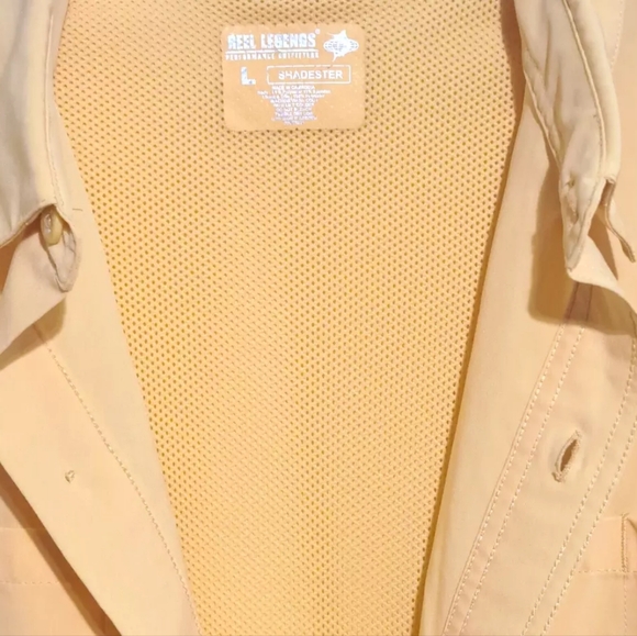 Reel Legends Shadester Performance Fishing Short Sleeve Shirt Men's L Yellow - Picture 6 of 14